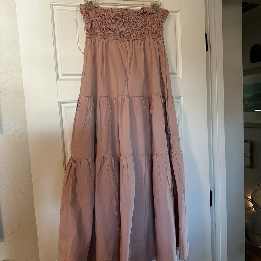 En Saison Matisse Smocked Tiered Cotton Midi-Dress Size S - Picture 3 of 4